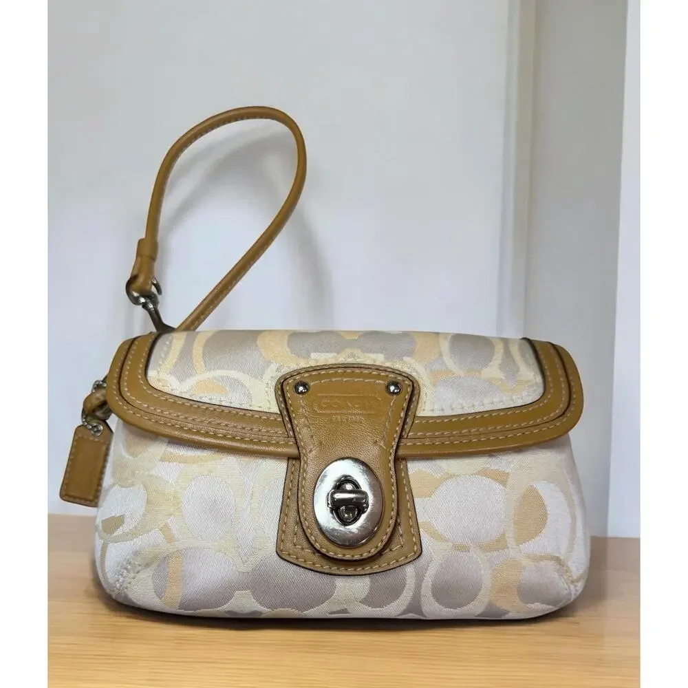 Y2K Coach F14711 Zoe Signature Optic Convertible Hobo Bag & Wristlet